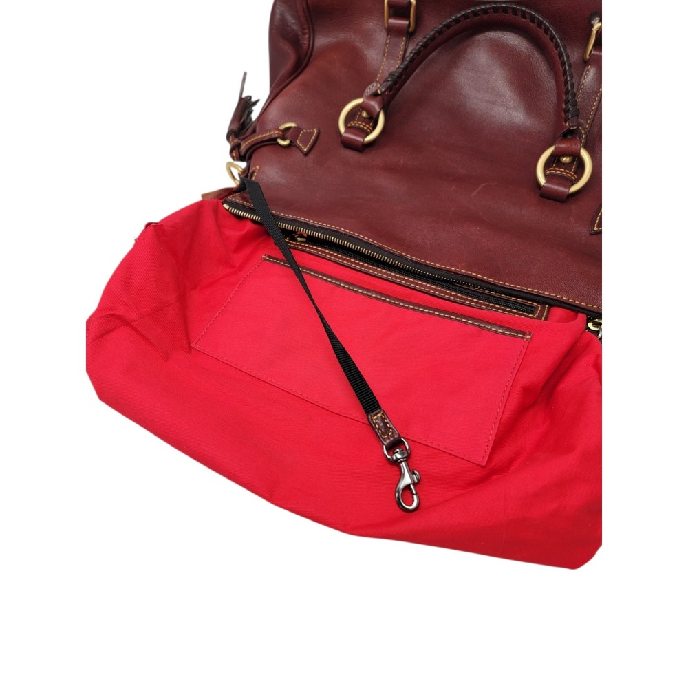 Dooney & Bourke Florentine Satchel Bordeaux Red Vacchetta Leather Tassel Bag - Picture 10 of 15
